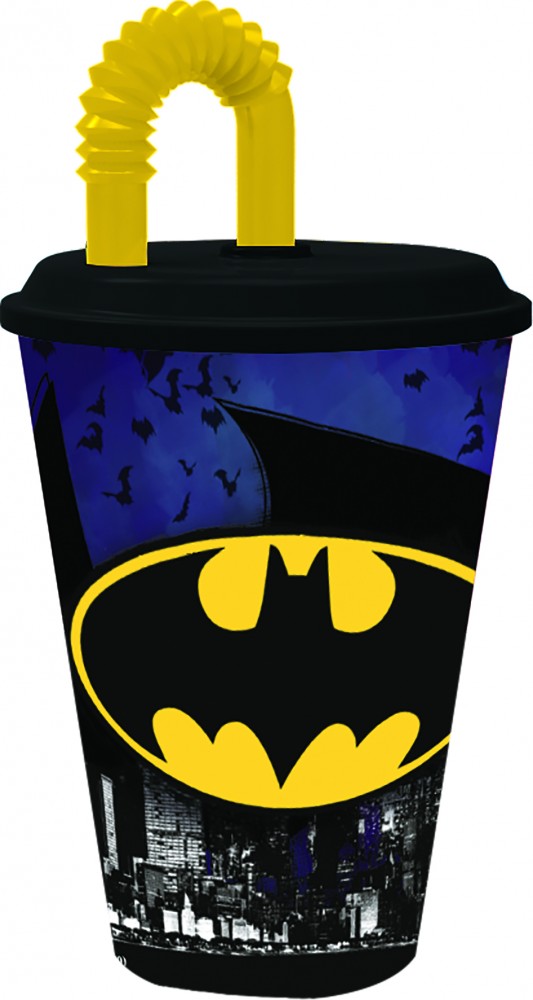 Batman Bat Signal szívószálas pohár, műanyag 430 ml, J-STF85540