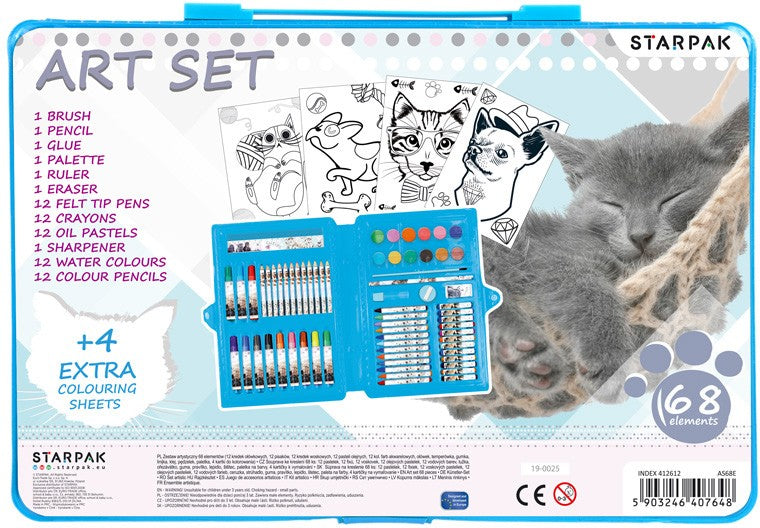 Cicás-kutyás rajzkészlet 68 db-os