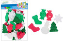 Dekorgumi, öntapadós, karácsonyi formák, 80 db-os, piros-fehér-zöld formák