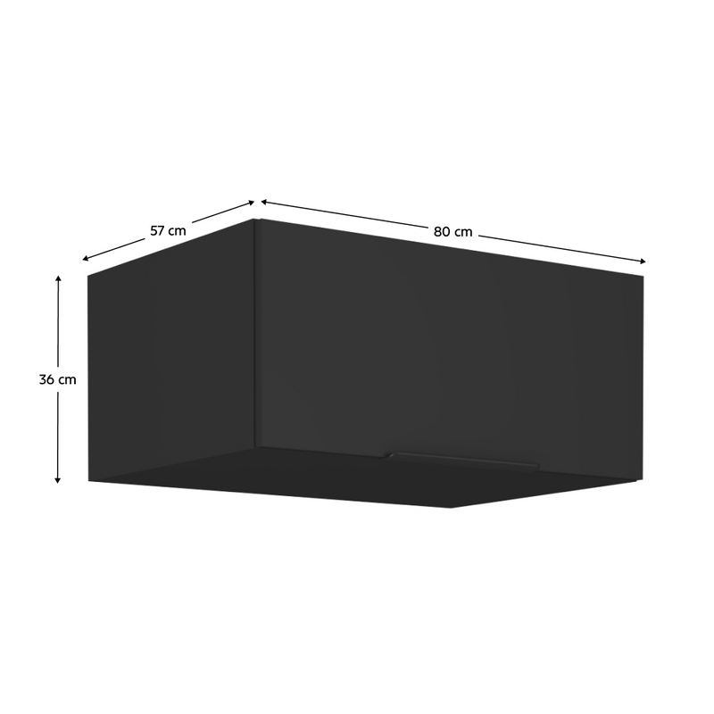 Felső szekrény, fekete, SIBER 80 NAGU-36 1F