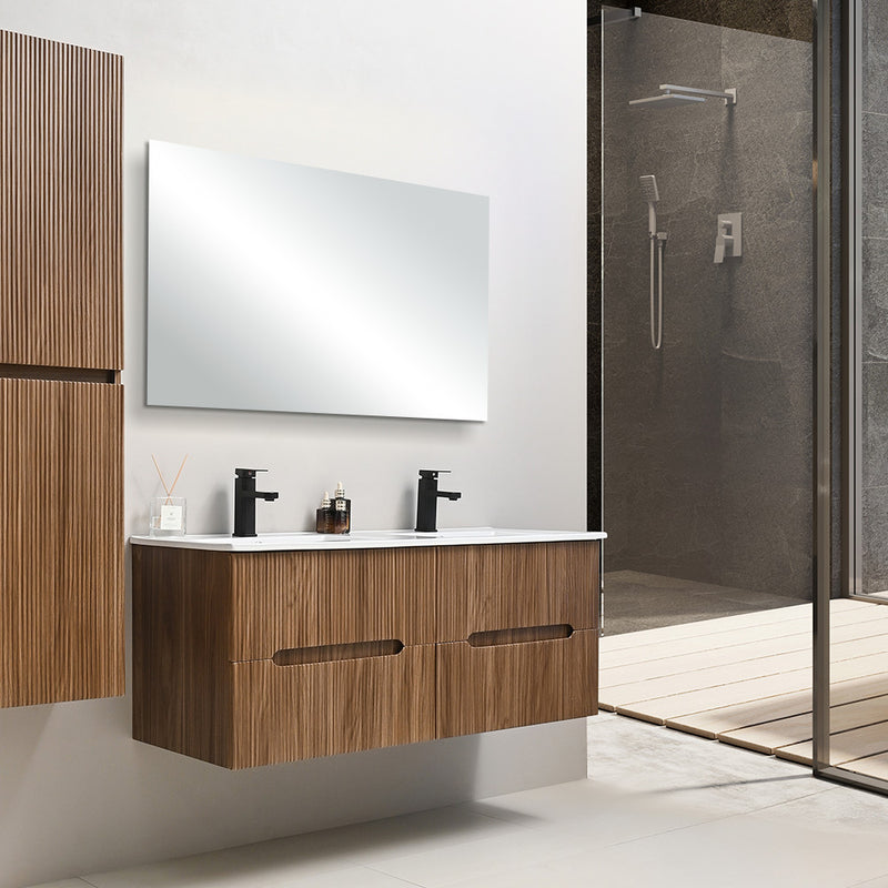 Trent Fürdőszobabútor 120 cm kerámia mosdóval tükörrel 60x120 cm sunset tölgy