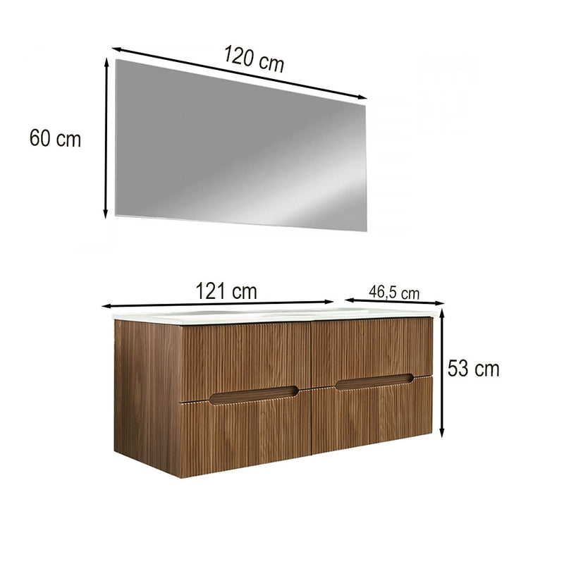 Trent Fürdőszobabútor 120 cm kerámia mosdóval tükörrel 60x120 cm sunset tölgy