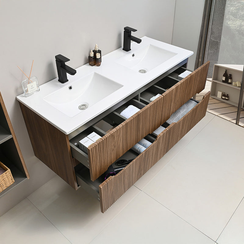 Trent Fürdőszobabútor 120 cm kerámia mosdóval tükörrel 60x120 cm sunset tölgy