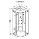 Vital Black hidromasszázs zuhanykabin 90x90 cm-es méretben