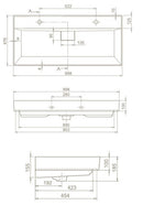 CeraStyle SHARP - MATT FEKETE - porcelán mosdókagyló - DUPLA csaplyukas - 100 x 48 cm