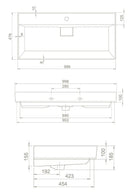 CeraStyle SHARP - MATT FEKETE - porcelán mosdókagyló - 1 csaplyukas - 100 x 48 cm