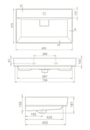 CeraStyle SHARP - MATT FEKETE - porcelán mosdókagyló - 80 x 48 cm