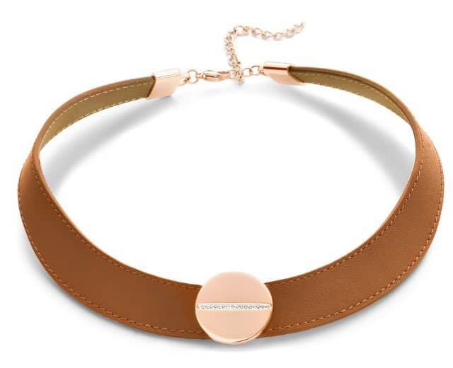 Victoria Fehér köves rose gold színű bőr nyaklánc, J-VBFACA75146
