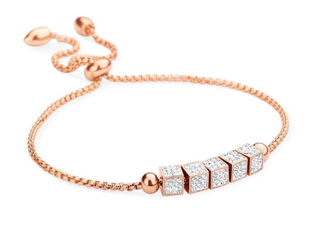 Victoria Rose gold színű fehér köves kocka karkötő, J-VBKACA79200