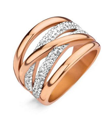 Victoria Rose gold színű fehér köves gyűrű, J-VBKCZ31654