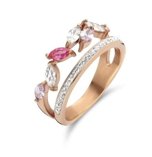 Victoria Rose gold színű színes köves gyűrű, J-VBKRZ12758