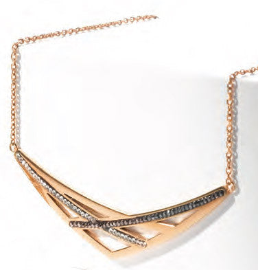 Victoria Rose gold színű fekete, fehér köves nyaklánc, J-VBNACA49945