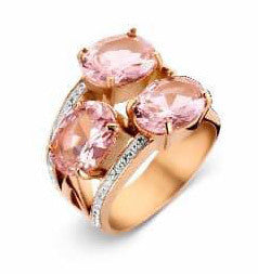 Victoria Rose gold színű fehér, rózsaszín köves gyűrű, J-VBNCZ27056