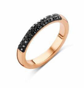 Victoria Rose gold színű fekete köves gyűrű, J-VBNCZ28456