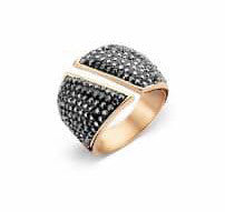 Victoria Rose gold színű fekete köves gyűrű, J-VBNCZ29156