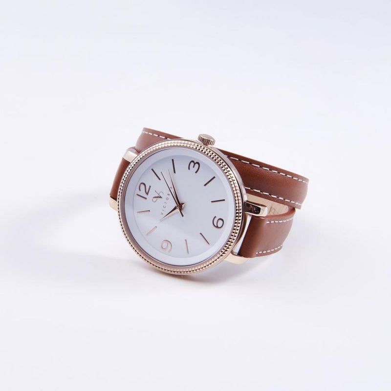 Victoria Rose gold színű bőr szíjas karóra, J-VBNMM50000