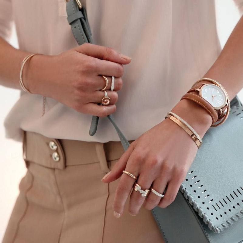 Victoria Rose gold színű bőr szíjas karóra, J-VBNMM50000