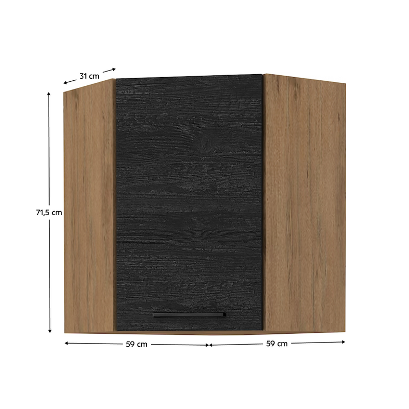 Felsőszekrény, tölgy lancelot/szürke matt, VEGA 58x58 GN-72 1F