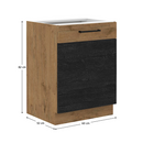 Alsószekrény, szürke matt/tölgy lancelot, VEGA 60 D 1F BB