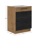 Alsószekrény, szürke matt/tölgy lancelot, VEGA 60 D 3S BB