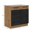 Alsószekrény, szürke matt/tölgy lancelot, VEGA 80 D 2F BB