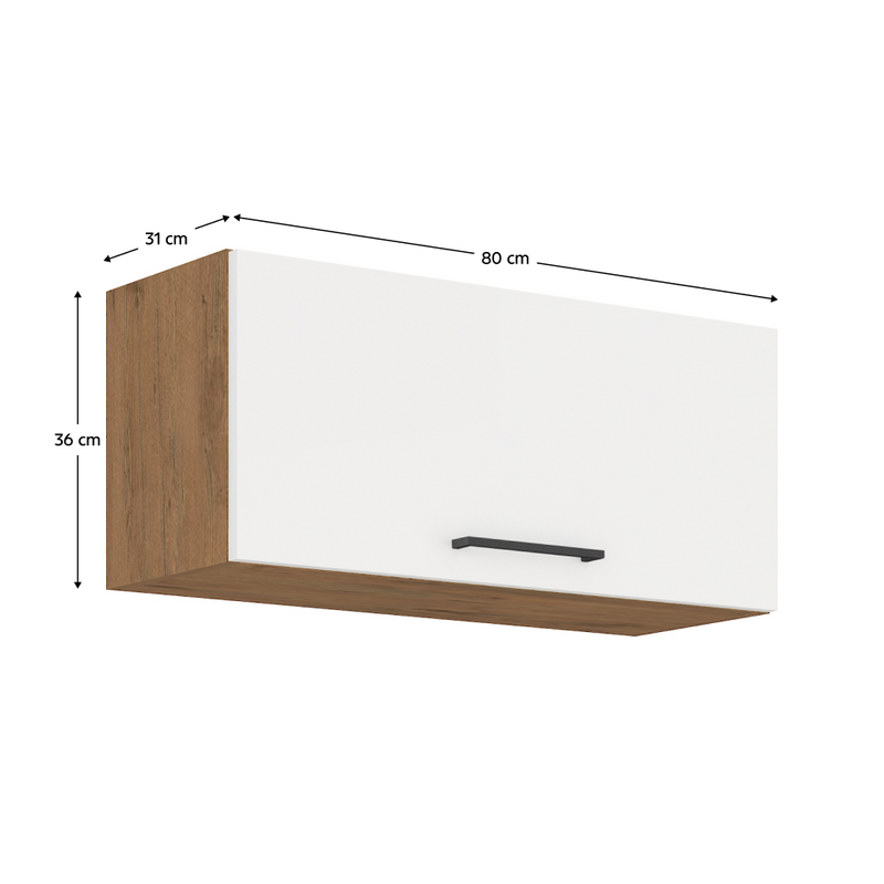 Felső szekrény, lancelot tölgy/ fehér extra magas fényű HG , VEGA 80 GU-36  1F