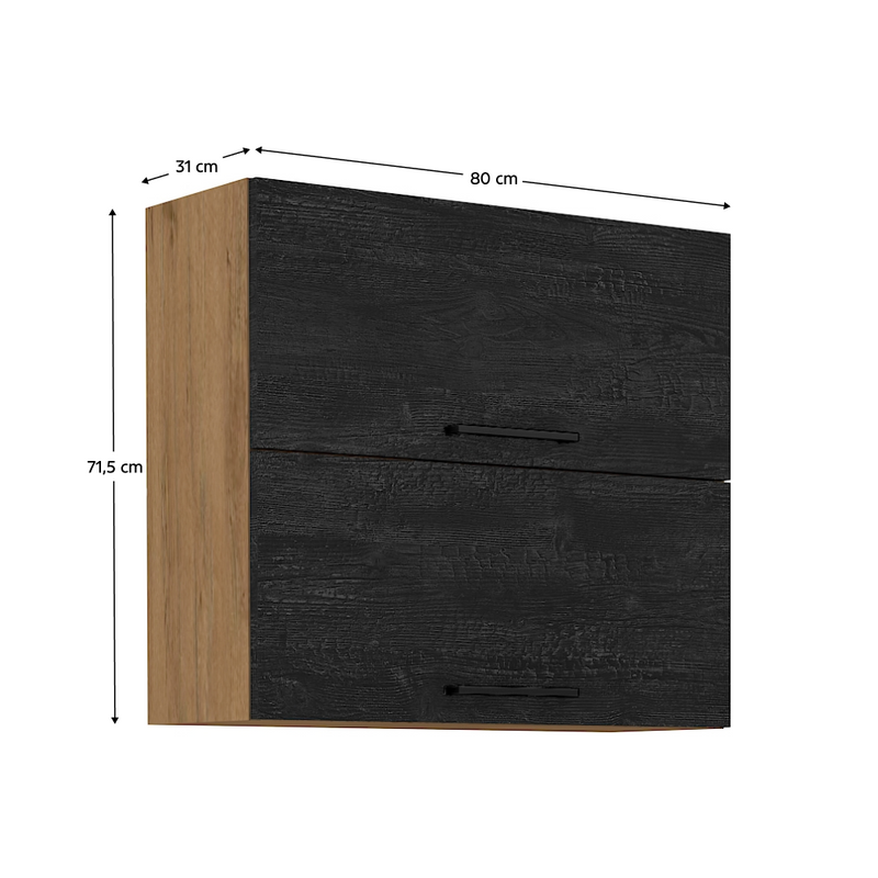 Felsőszekrény, tölgy lancelot/szürke matt, VEGA 60 GU-72 2F