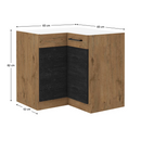 Alsó sarokszekrény, szürke matt/tölgy lancelot, VEGA 90x90 DN 1F BB