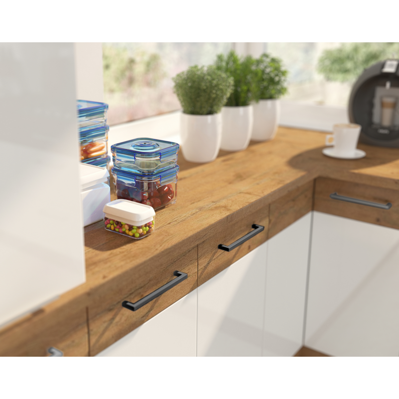 Alsó sarokszekrény, extra magasfényű Hg/lancelot tölgy, VEGA 90X90 DN 1F BB