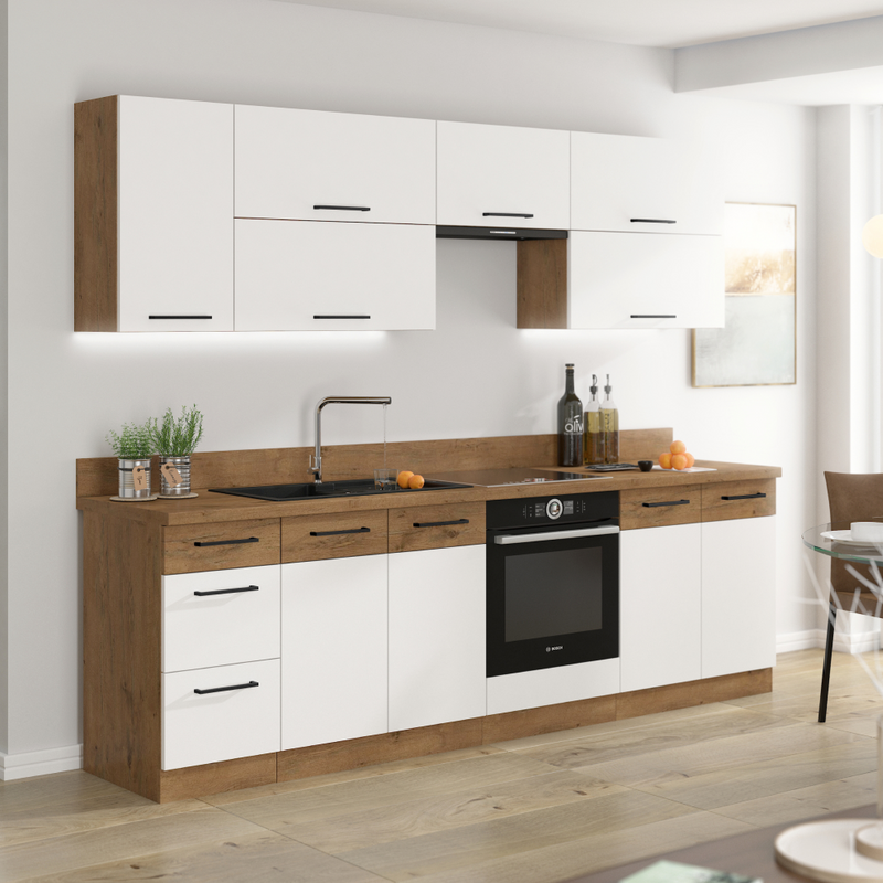 Felső szekrény, lancelot tölgy / fehér extra magas fényű HG, VEGA 60 GU-36 1F