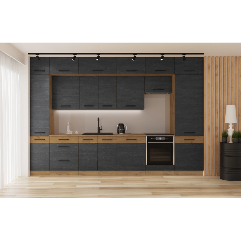 Magas szekrény, szürke matt/tölgy lancelot, VEGA 40 DK-210 2F