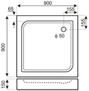 Victor Plus szögletes akril zuhanytálca 90x90 cm