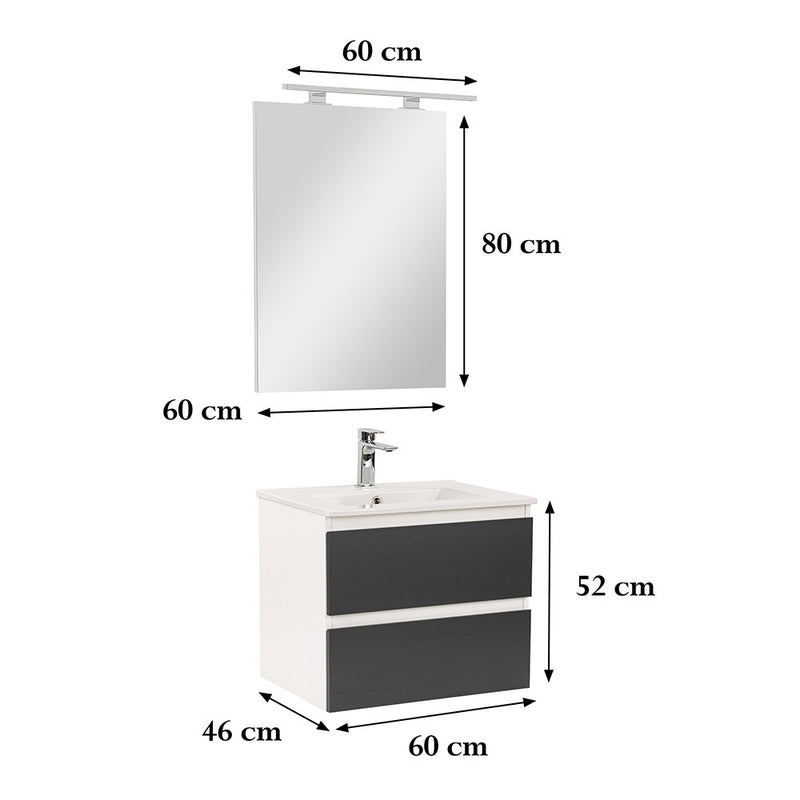 Vario Forte 60 komplett fürdőszoba bútor fehér-antracit