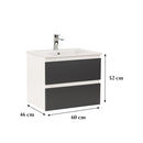 Vario Forte 60 alsó szekrény mosdóval fehér-antracit