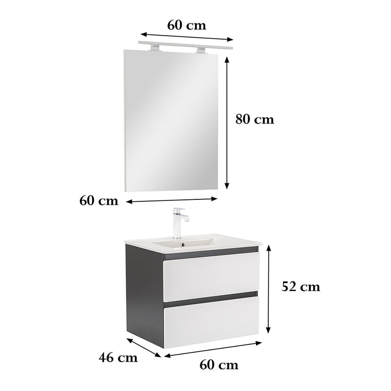 Vario Forte 60 komplett fürdőszoba bútor antracit-fehér