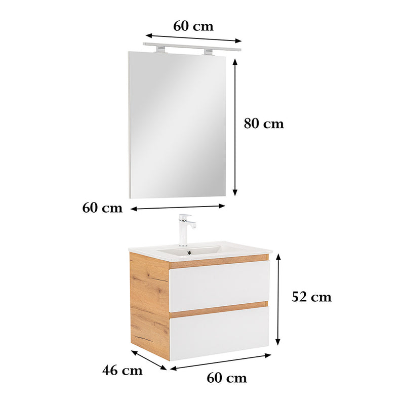 Vario Forte 60 komplett fürdőszoba bútor tölgy-fehér