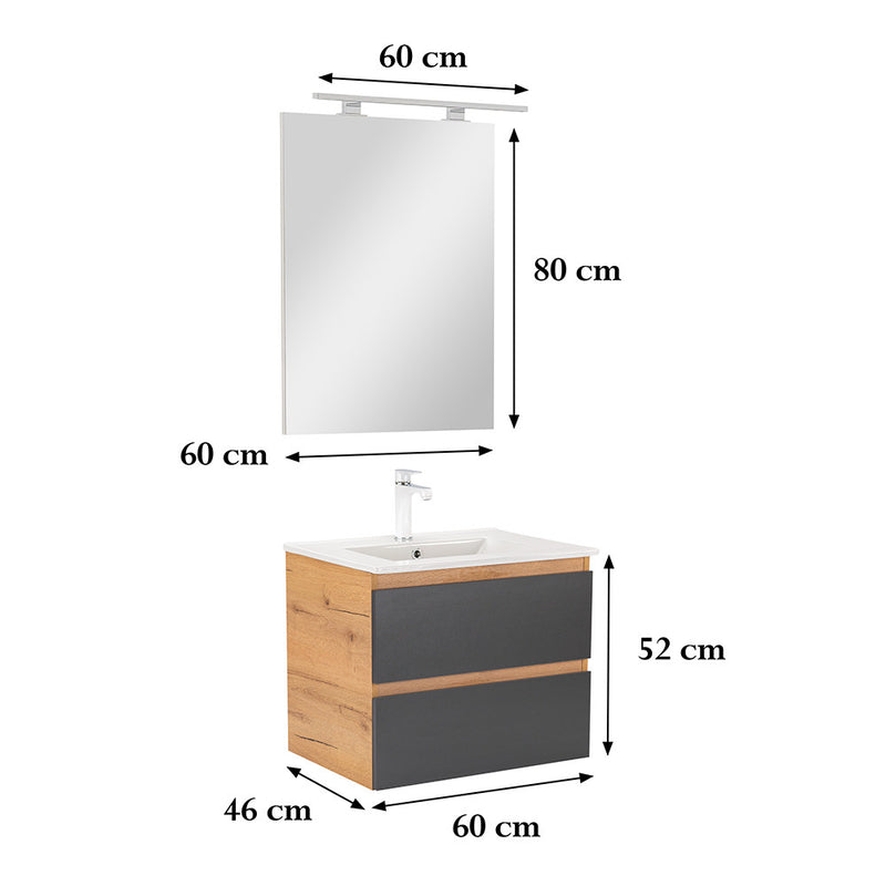 Vario Forte 60 komplett fürdőszoba bútor tölgy-antracit