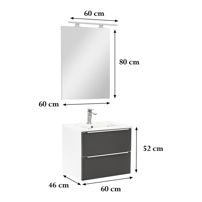 Vario Trim 60 komplett fürdőszoba bútor fehér-antracit