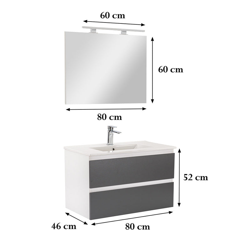Vario Forte 80 komplett fürdőszoba bútor fehér-antracit