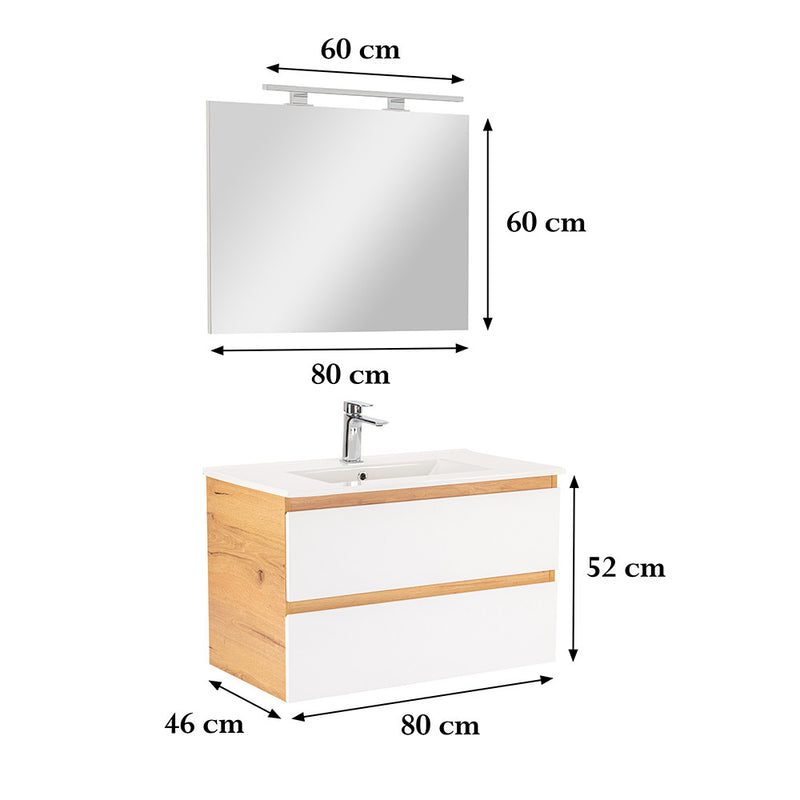 Vario Forte 80 komplett fürdőszoba bútor tölgy-fehér