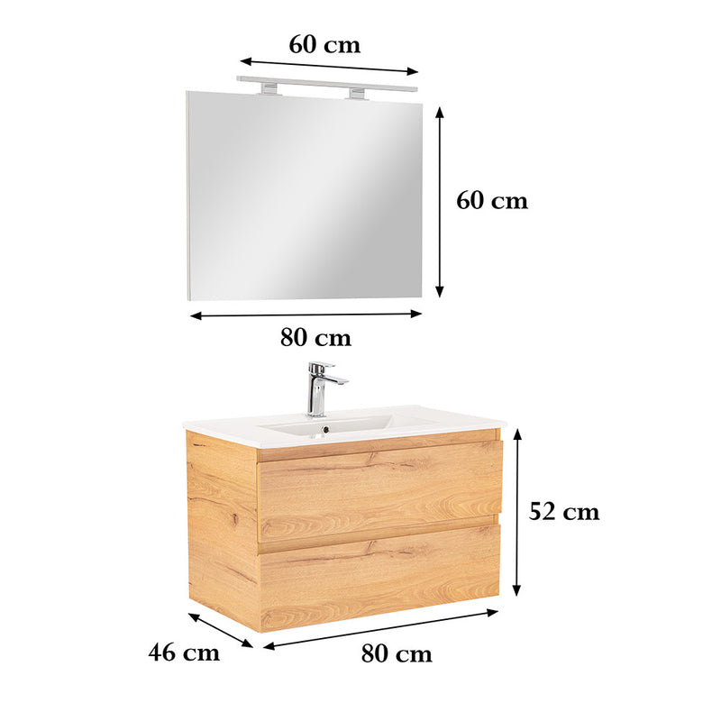 Vario Forte 80 komplett fürdőszoba bútor tölgy-tölgy