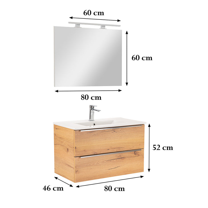 Vario Trim 80 komplett fürdőszoba bútor tölgy-tölgy