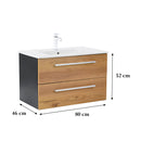 Vario Clam 80 alsó szekrény mosdóval antracit-tölgy