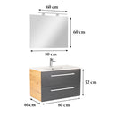 Vario Clam 80 komplett fürdőszoba bútor tölgy-antracit