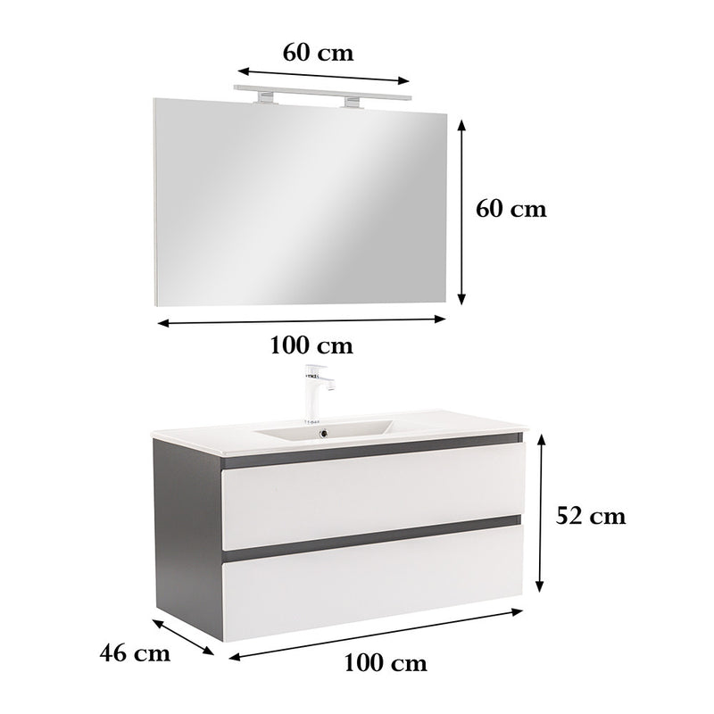 Vario Forte 100 komplett fürdőszoba bútor antracit-fehér