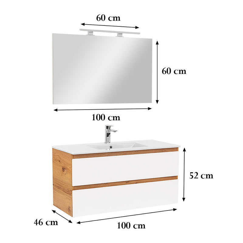 Vario Forte 100 komplett fürdőszoba bútor tölgy-fehér