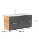 Vario Trim 100 alsó szekrény mosdóval tölgy-antracit