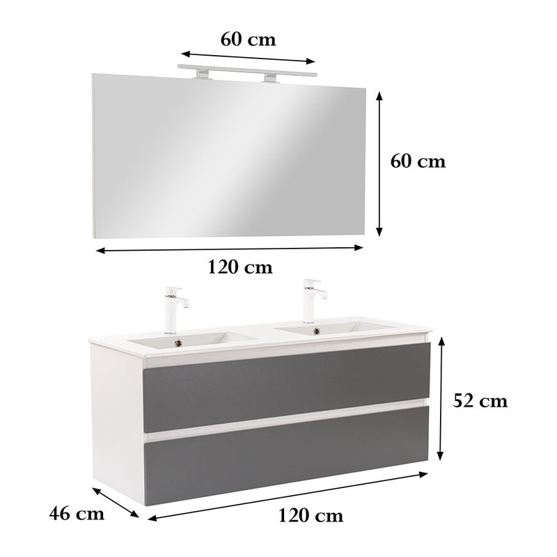 Vario Forte 120 komplett fürdőszoba bútor fehér-antracit