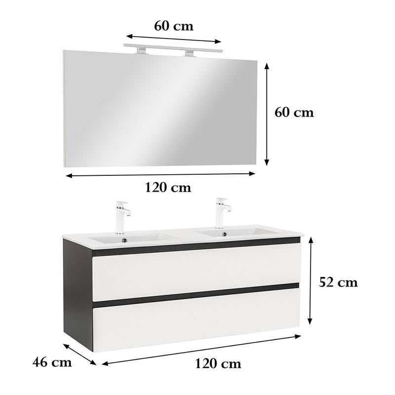 Vario Forte 120 komplett fürdőszoba bútor antracit-fehér