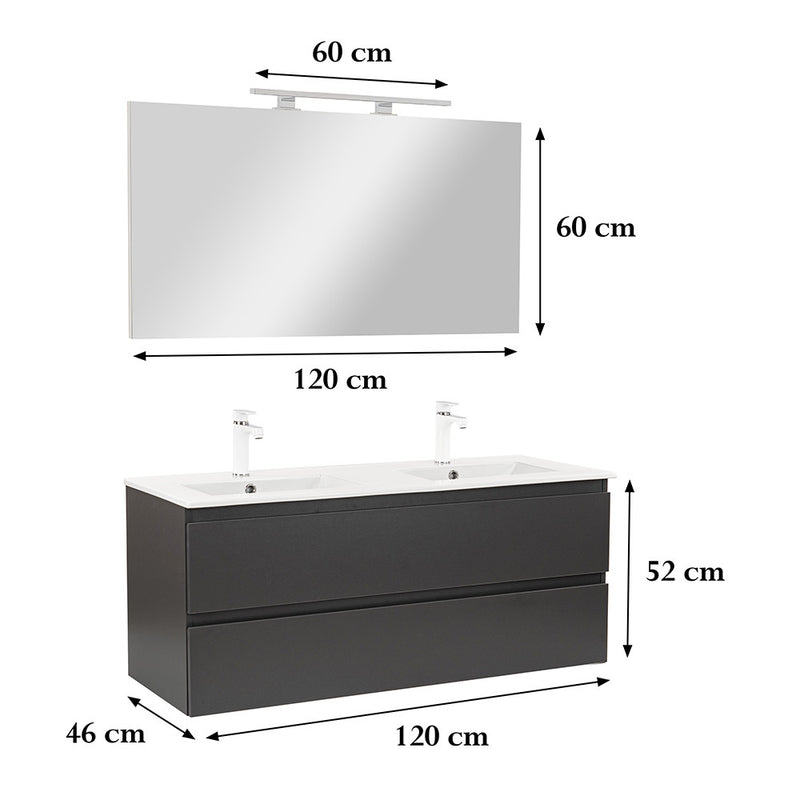 Vario Forte 120 komplett fürdőszoba bútor antracit-antracit